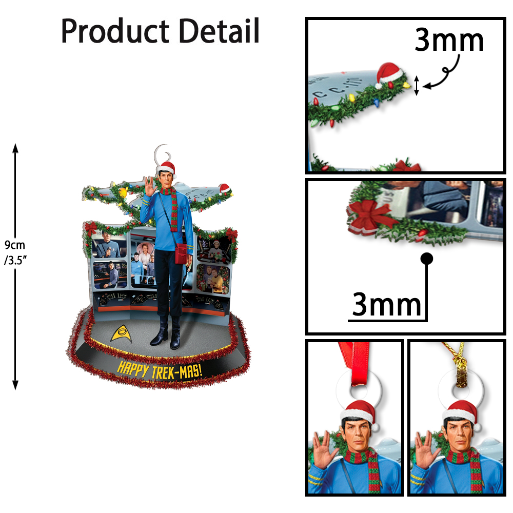 Star Trek Mr. Spock Happy Trek-Mas Christmas Ornament - Image 6