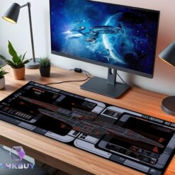 Alternative view of Jamestown Class Starship USS Endeavour NCC-8901-D LCARS LED Desk Mat