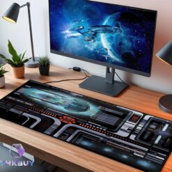 Alternative view of U.S.S. Titan Shield Status LCARS LED Desk Mat
