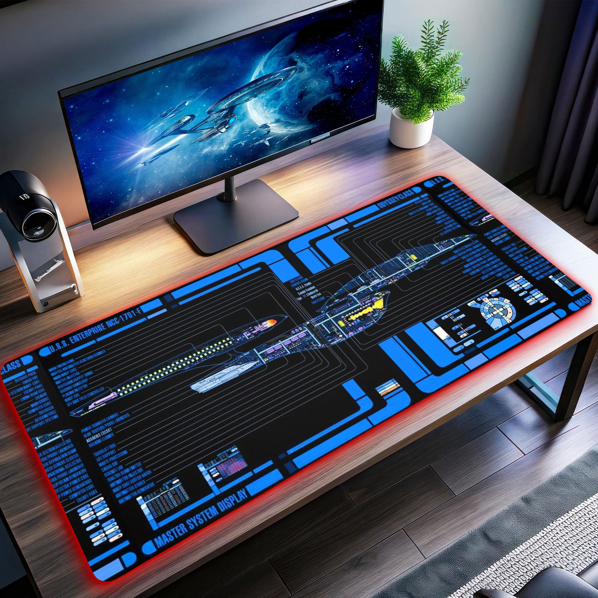 New Trekkies U.S.S. Enterprise NCC-1701-F Odyssey LED Desk Mat