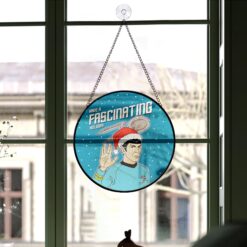 Alternative view of Star Trek Have A Fascinating Holiday Christmas Stained Glass Suncatcher