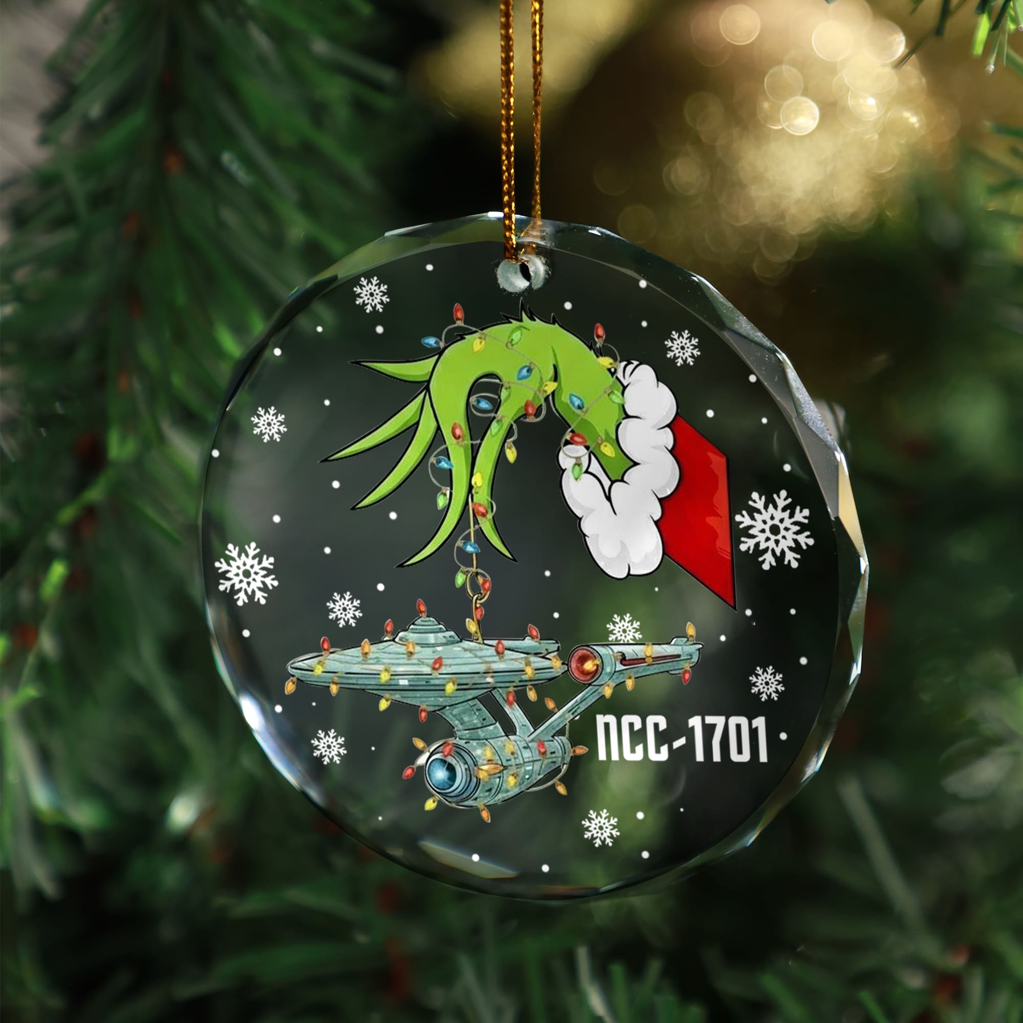 Star Trek NCC-1701 Christmas Round Glass Ornament - Image 3