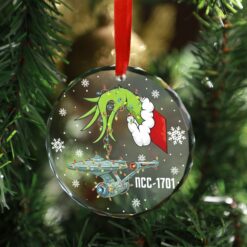 Alternative view of Star Trek NCC-1701 Christmas Round Glass Ornament