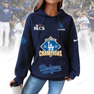 Alternative view of Personalized Los Angeles Dodgers Women's Thick Waffle Knit Hoodie