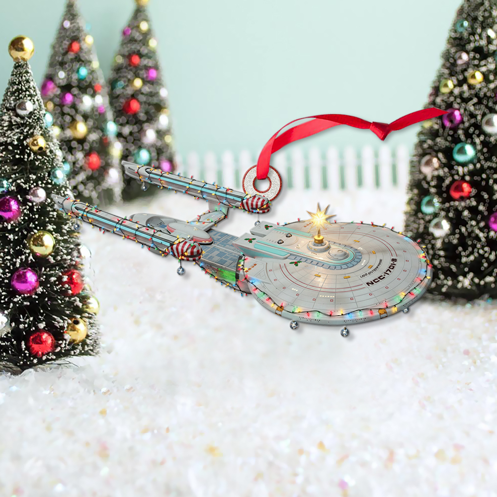 Star Trek U.S.S. Enterprise (NX-01) With Christmas Lights Christmas Ornament - Image 3