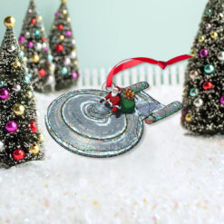 Alternative view of Star Trek U.S.S. Galaxy NCC-70637 With Christmas Lights And Santa Christmas Ornament