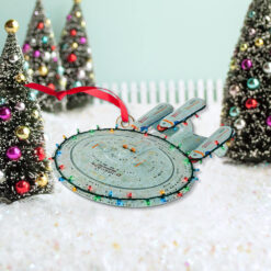 Alternative view of Star Trek U.S.S. Enterprise NCC-1701-D With Christmas Lights Christmas Ornament
