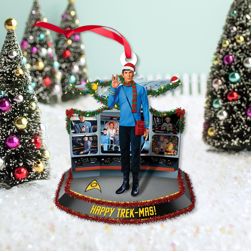 Star Trek Mr. Spock Happy Trek-Mas Christmas Ornament - Image 3