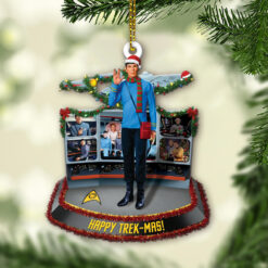 Alternative view of Star Trek Mr. Spock Happy Trek-Mas Christmas Ornament