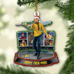Alternative view of Star Trek Captain James T. Kirk Happy Trek-Mas Christmas Ornament