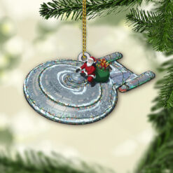 Star Trek U.S.S. Galaxy NCC-70637 With Christmas Lights And Santa Christmas Ornament