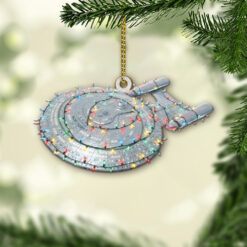 Alternative view of Star Trek U.S.S. Galaxy NCC-70637 With Christmas Lights Christmas Ornament