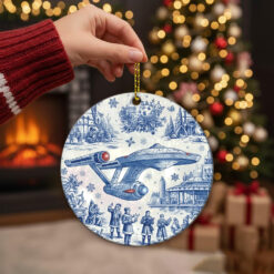 Alternative view of Star Trek NCC-1701 Toile De Jouy Christmas Ornament