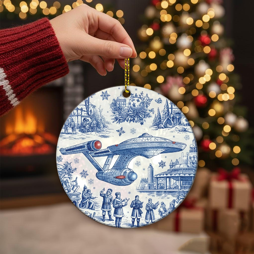 Star Trek NCC-1701 Toile De Jouy Christmas Ornament - Image 2