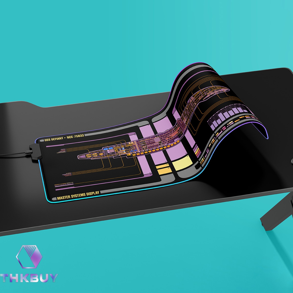 Defiant Class - USS Defiant NCC-75633 LCARS Schematic LED Desk Mat