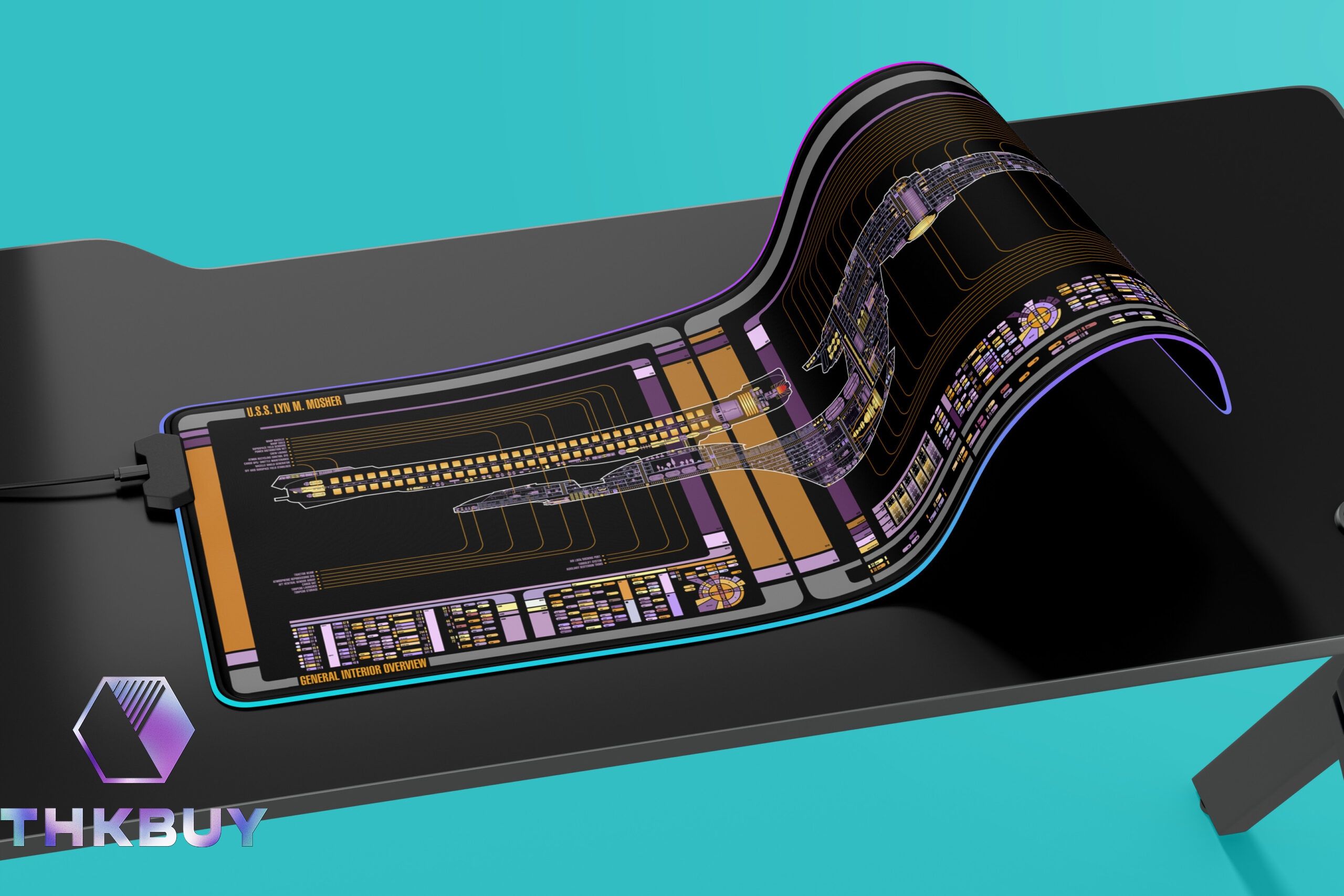 Excelsior Class - U.S.S. Lyn M. Mosher NCC-42081 LCARS LED Desk Mat