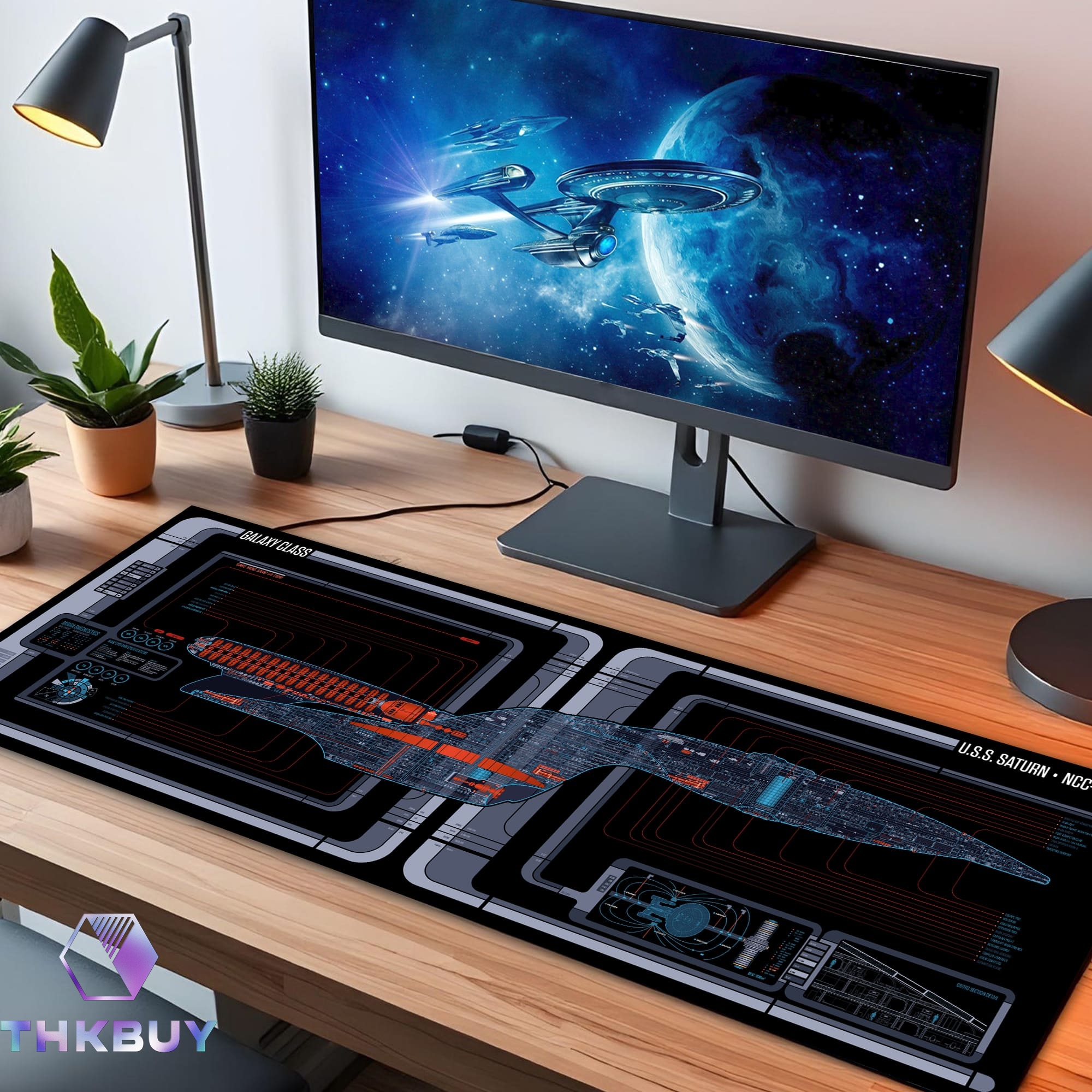 Galaxy Class U.S.S. Saturn NCC-71801 LCARS LED Desk Mat - Image 2