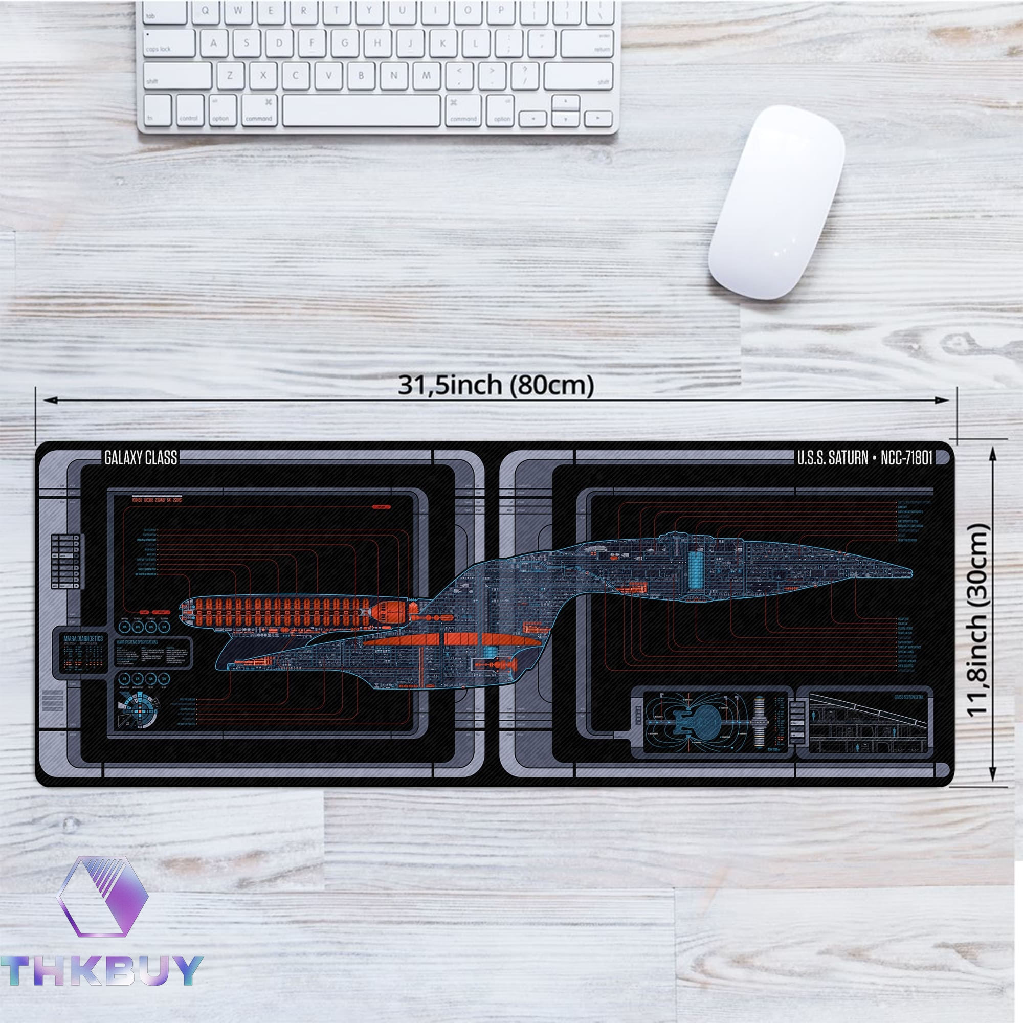 Galaxy Class U.S.S. Saturn NCC-71801 LCARS LED Desk Mat - Image 3