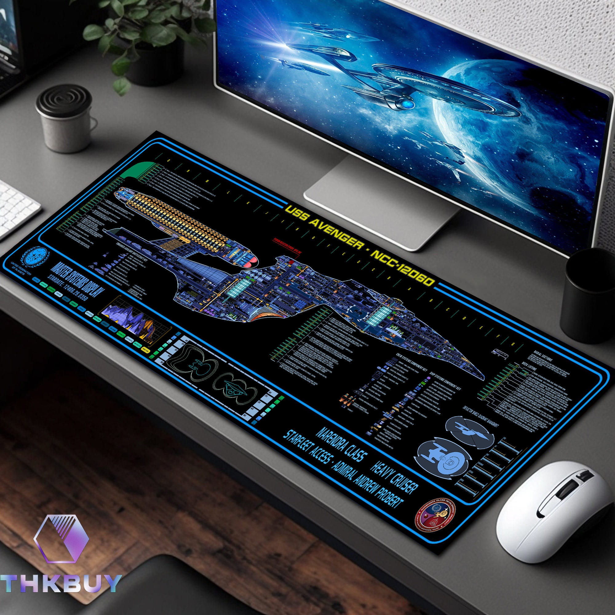 Narendra Class U.S.S. Avenger NCC-12060 LCARS LED Desk Mat - Image 2