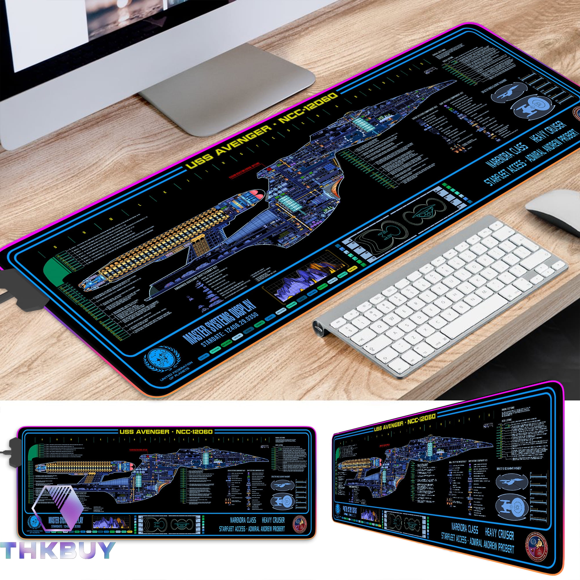 Narendra Class U.S.S. Avenger NCC-12060 LCARS LED Desk Mat - Image 3