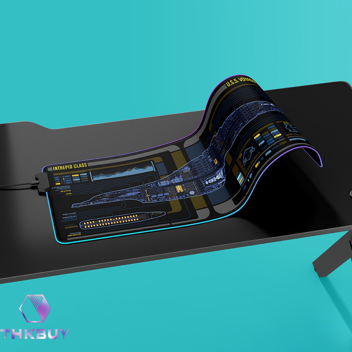 Intrepid Class - USS Voyager LCARS Schematic LED Desk Mat