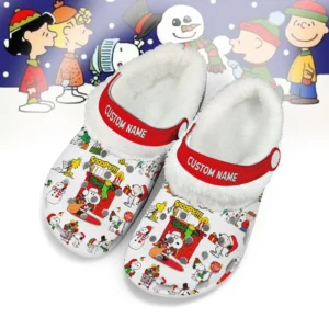 Personalized Peanuts Christmas Fleece Crocs Crocband Clogs Shoes