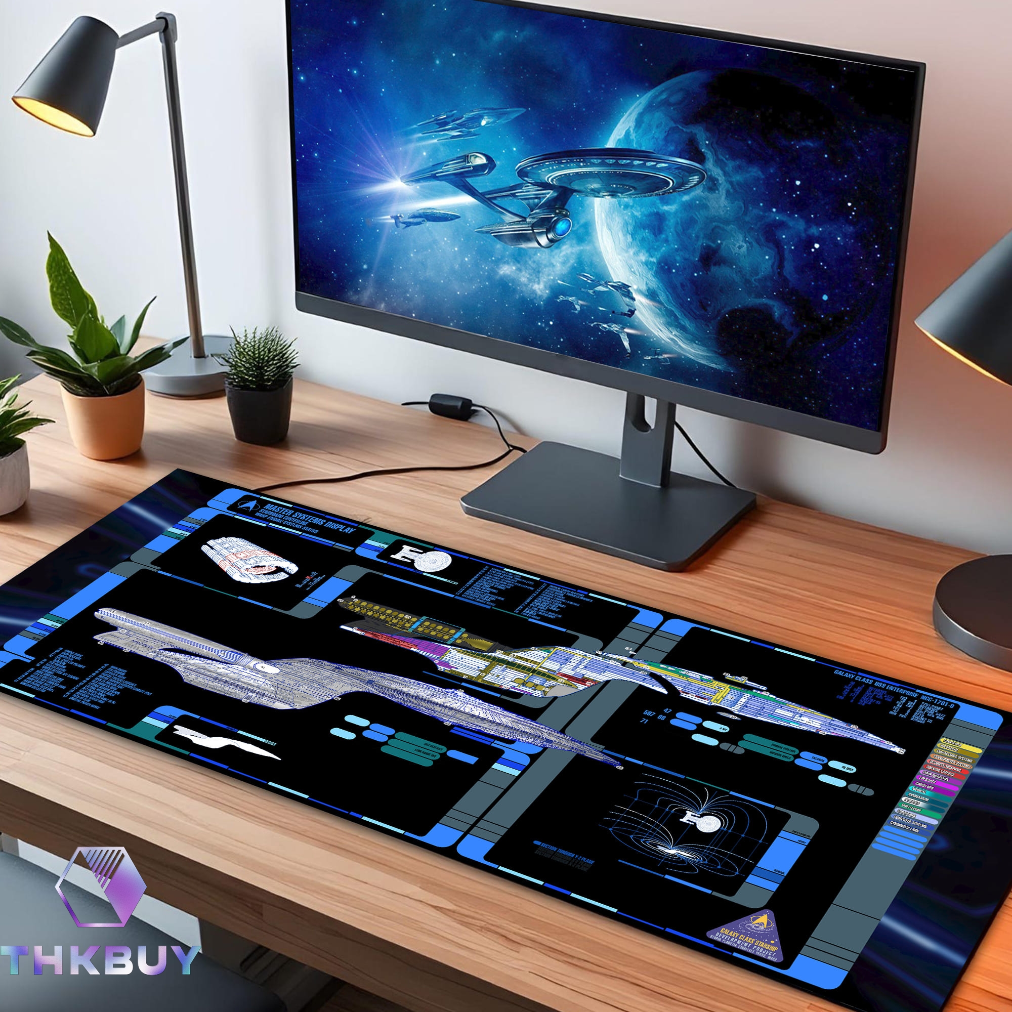 ST TNG MSD v3 Galaxy Class U.S.S. Enterprise NCC-1701-D LCARS LED Desk Mat - Image 2