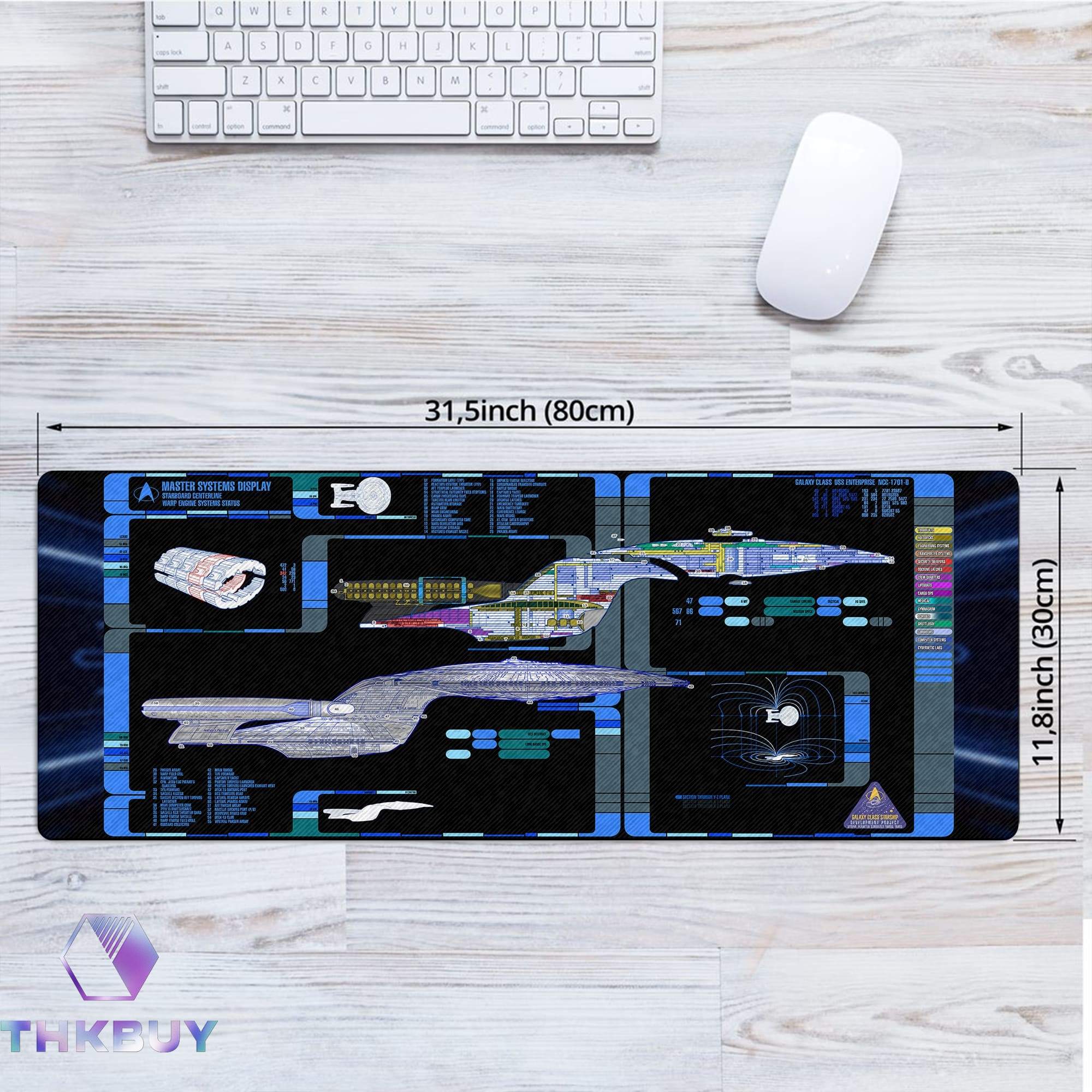 ST TNG MSD v3 Galaxy Class U.S.S. Enterprise NCC-1701-D LCARS LED Desk Mat - Image 3