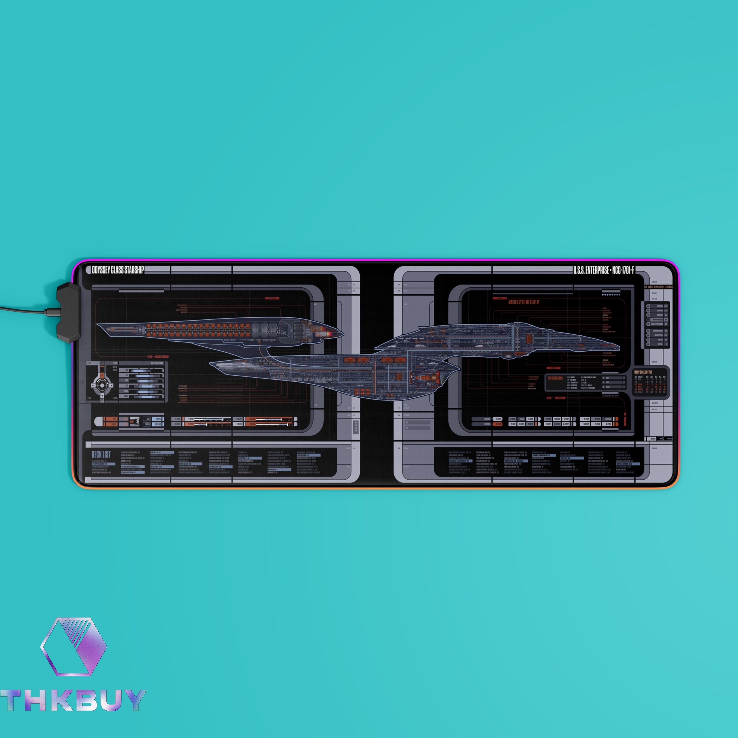 New Trekkies The Enterprise NCC-1701-F Odyssey Class Starship LED Desk Mat - Image 2