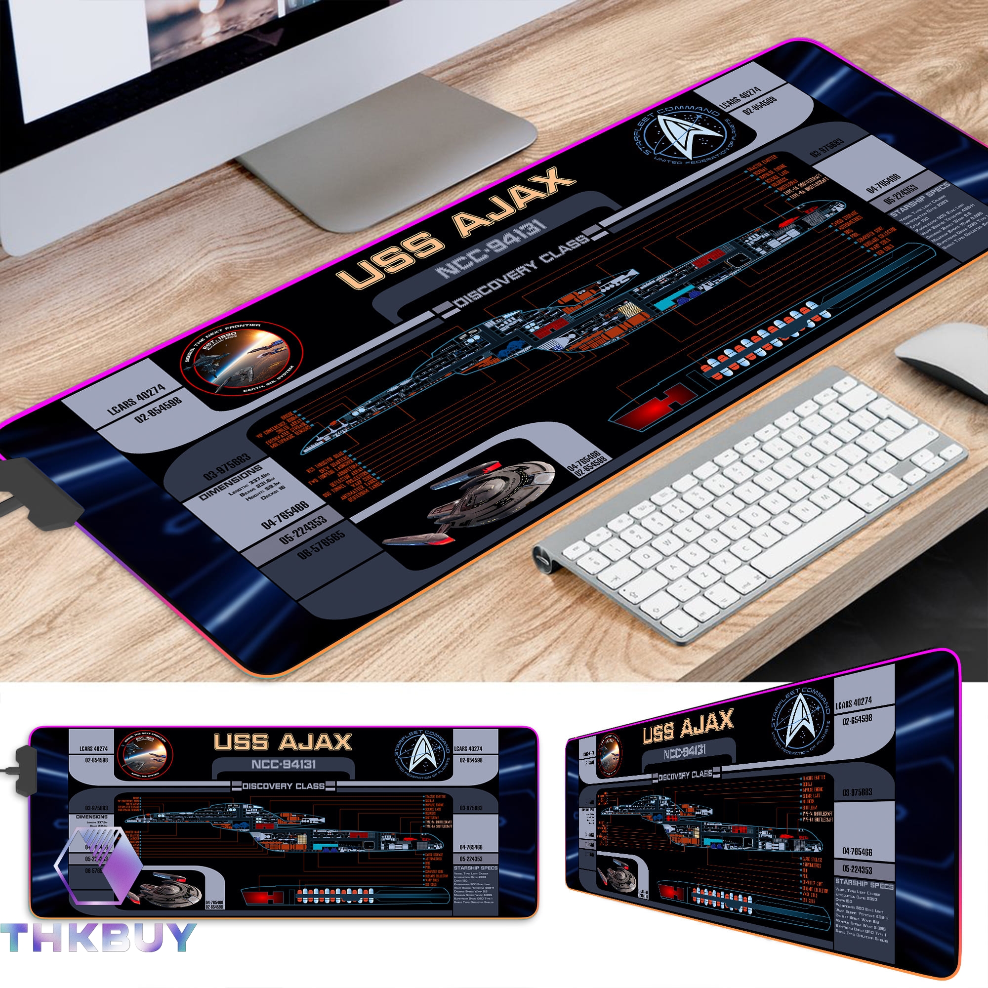 USS Ajax - Discovery Class MSD NCC-94131 LCARS LED Desk Mat - Image 3