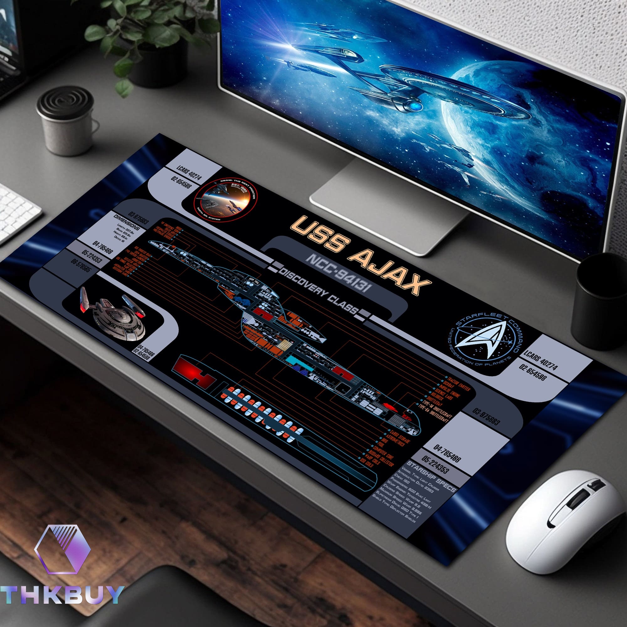 USS Ajax - Discovery Class MSD NCC-94131 LCARS LED Desk Mat - Image 2