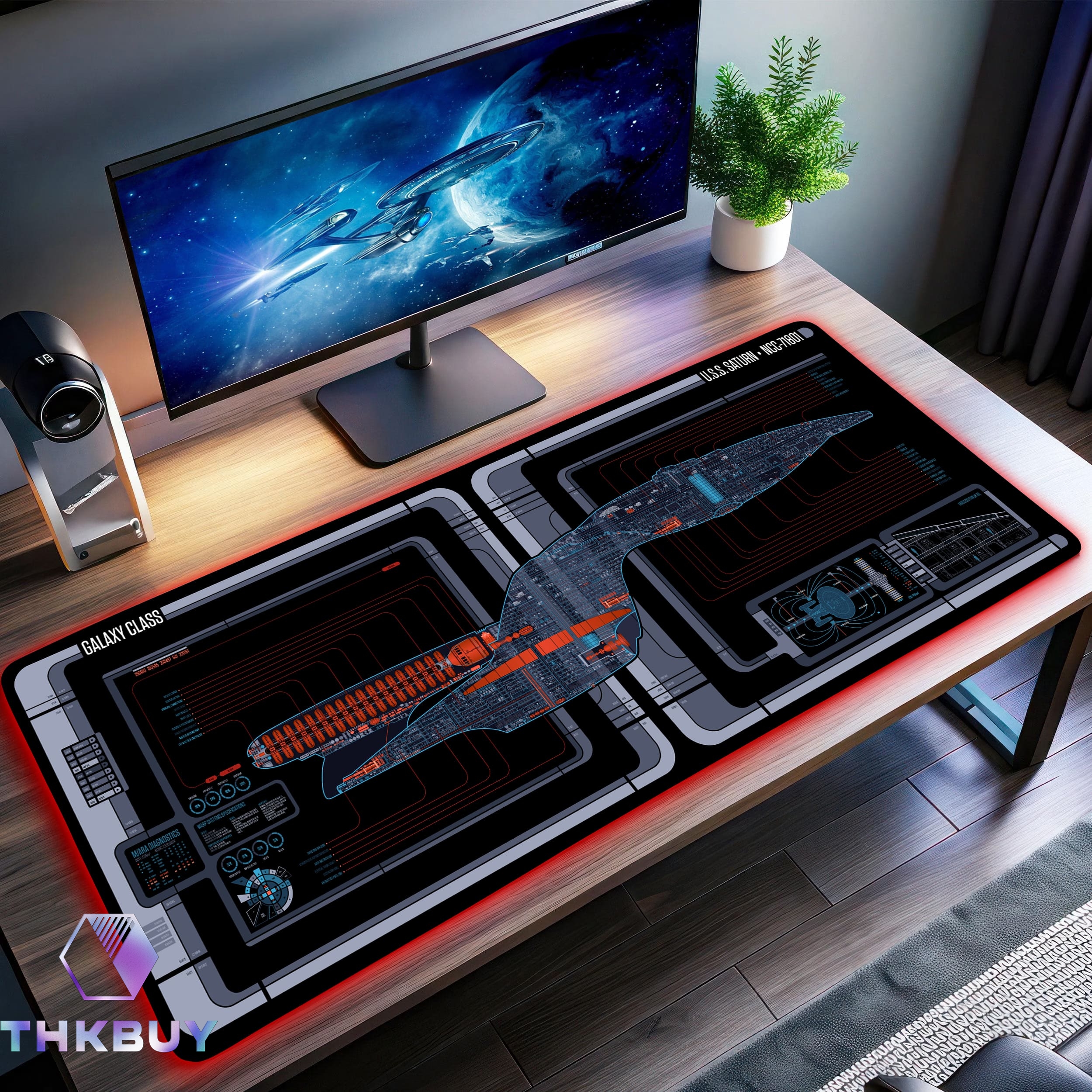 Galaxy Class U.S.S. Saturn NCC-71801 LCARS LED Desk Mat