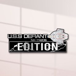 Alternative view of Star Trek U.S.S Defiant NX-74205 - Defiant Class Starship Edition Laser Engraved or 3D Inlayed Car Name Badge