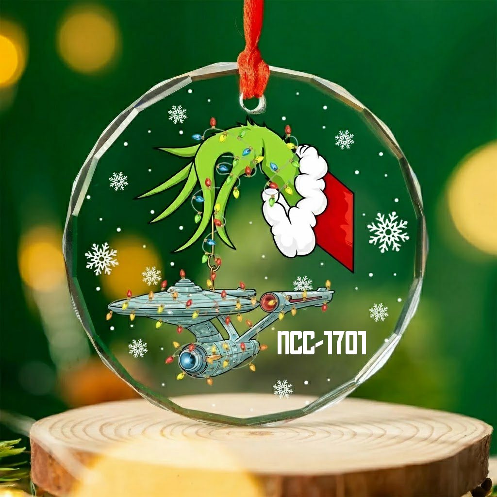 Star Trek NCC-1701 Christmas Round Glass Ornament
