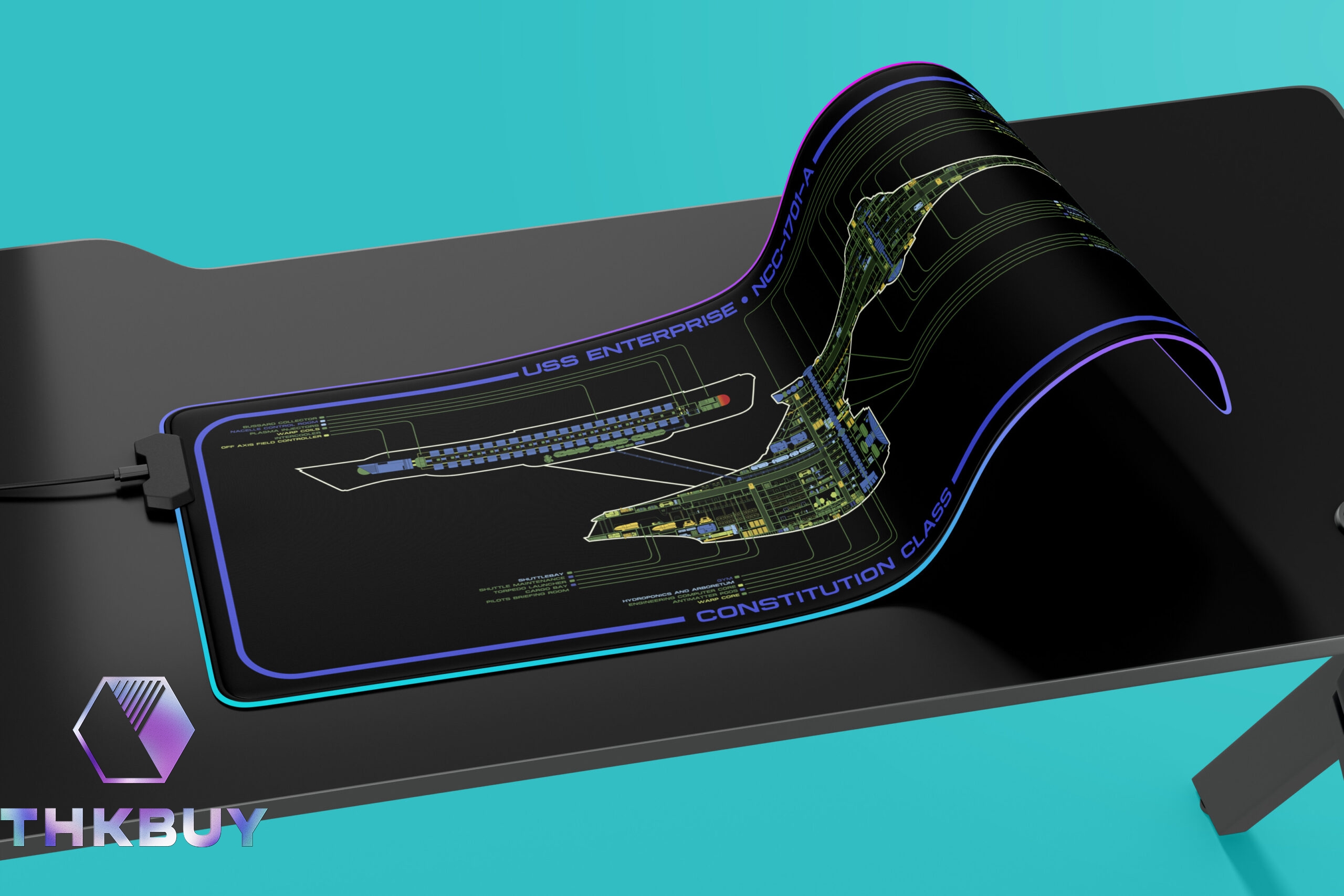 Constitution Class - USS Enterprise NCC-1701-A LCARS LED Desk Mat