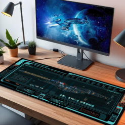Alternative view of New Trekkers U.S.S. IBN MAJID NCC-75710 LCARS LED Desk Mat
