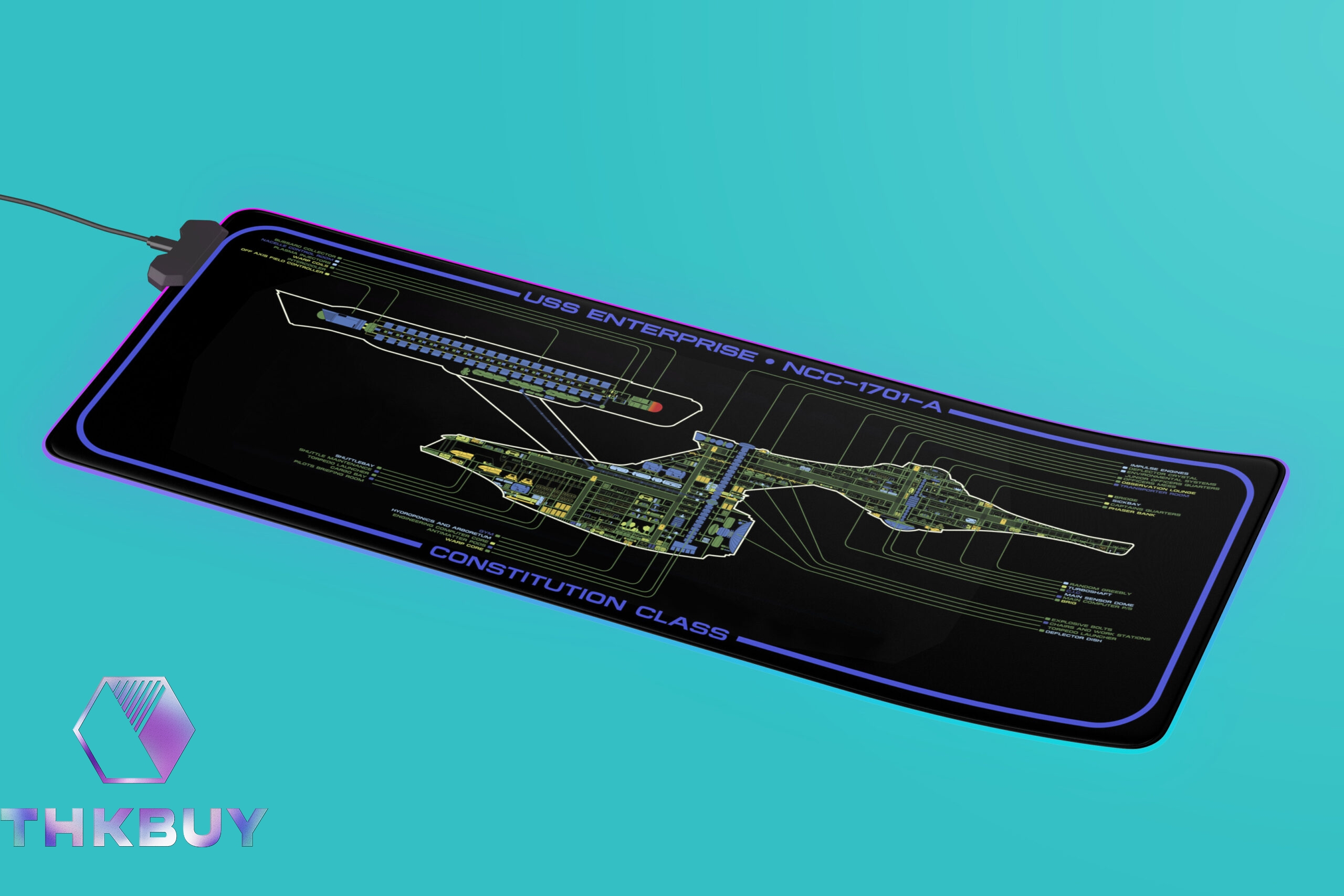 Constitution Class - USS Enterprise NCC-1701-A LCARS LED Desk Mat - Image 2