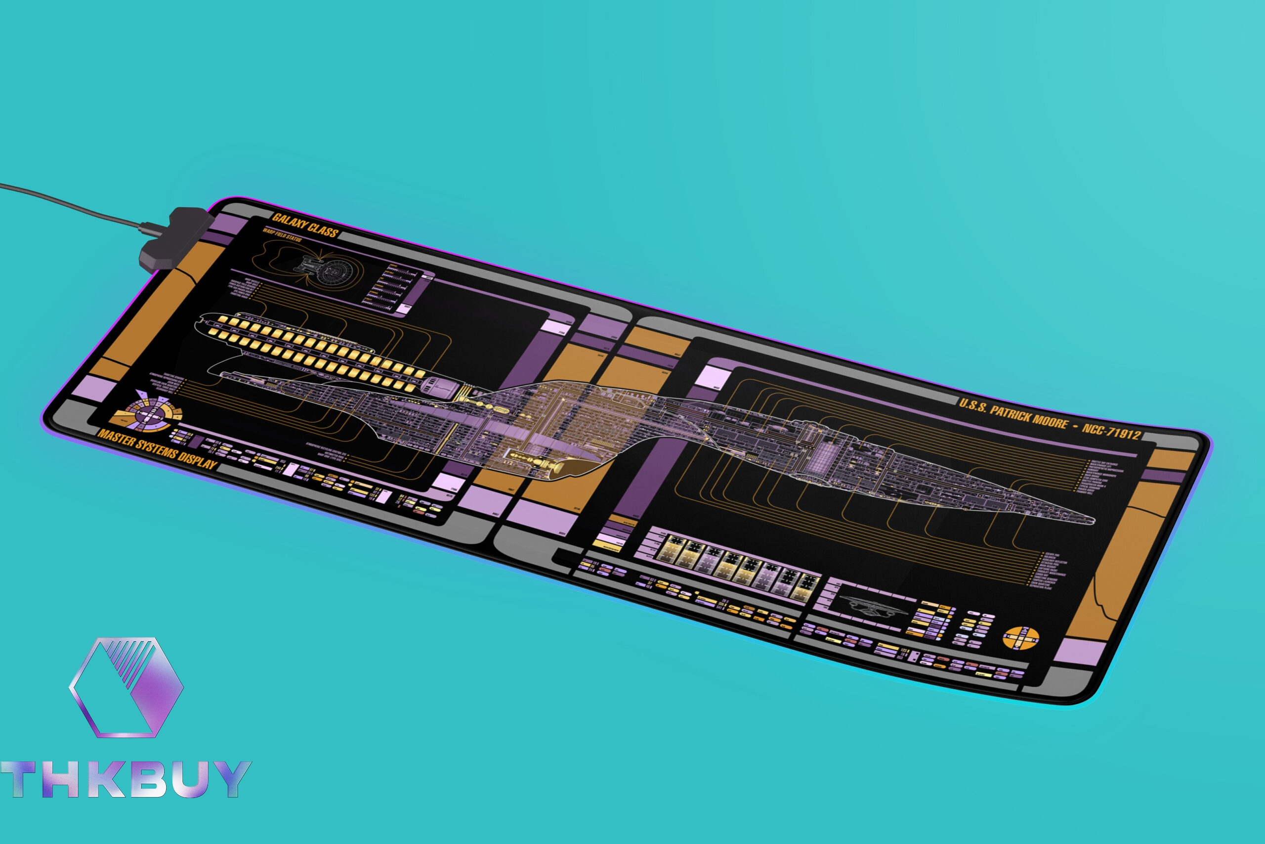 Galaxy Class - U.S.S. Patrick Moore NCC-71912 LCARS LED Desk Mat - Image 2