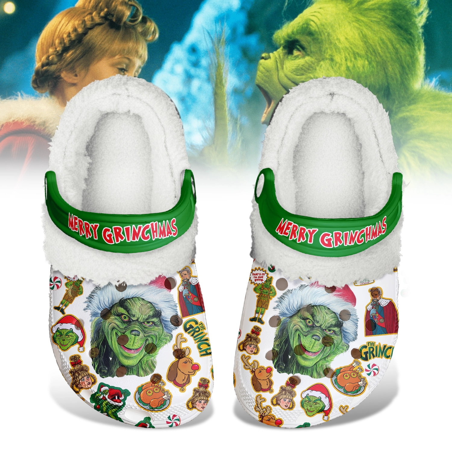 The Grinch x Christmas Fleece Crocs Crocband Clogs Shoes - Image 2