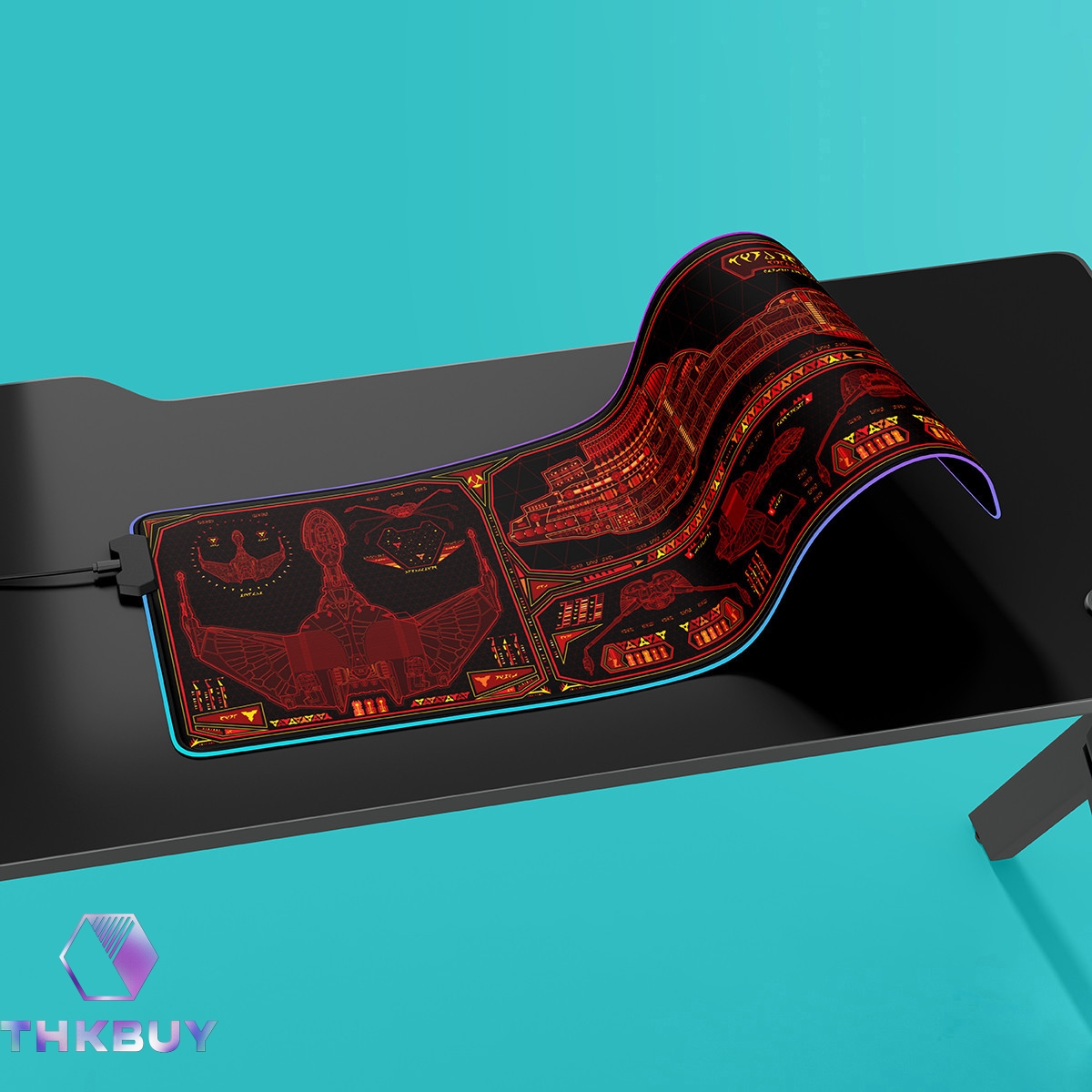 Klingon Bird of Prey - B'rel Class LCARS Schematic LED Desk Mat