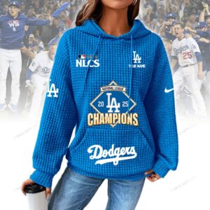 Personalized Los Angeles Dodgers Women's Thick Waffle Knit Hoodie
