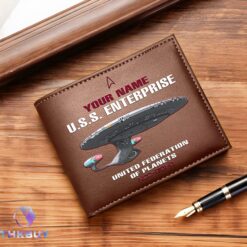 Alternative view of Personalized ST U.S.S. Enterprise NCC-1701-D Leather Wallet