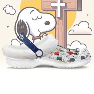 Alternative view of Personalized Snoopy Jesus Christmas Fleece Crocs Clogs