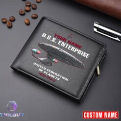 Personalized ST U.S.S. Enterprise NCC-1701-D Leather Wallet