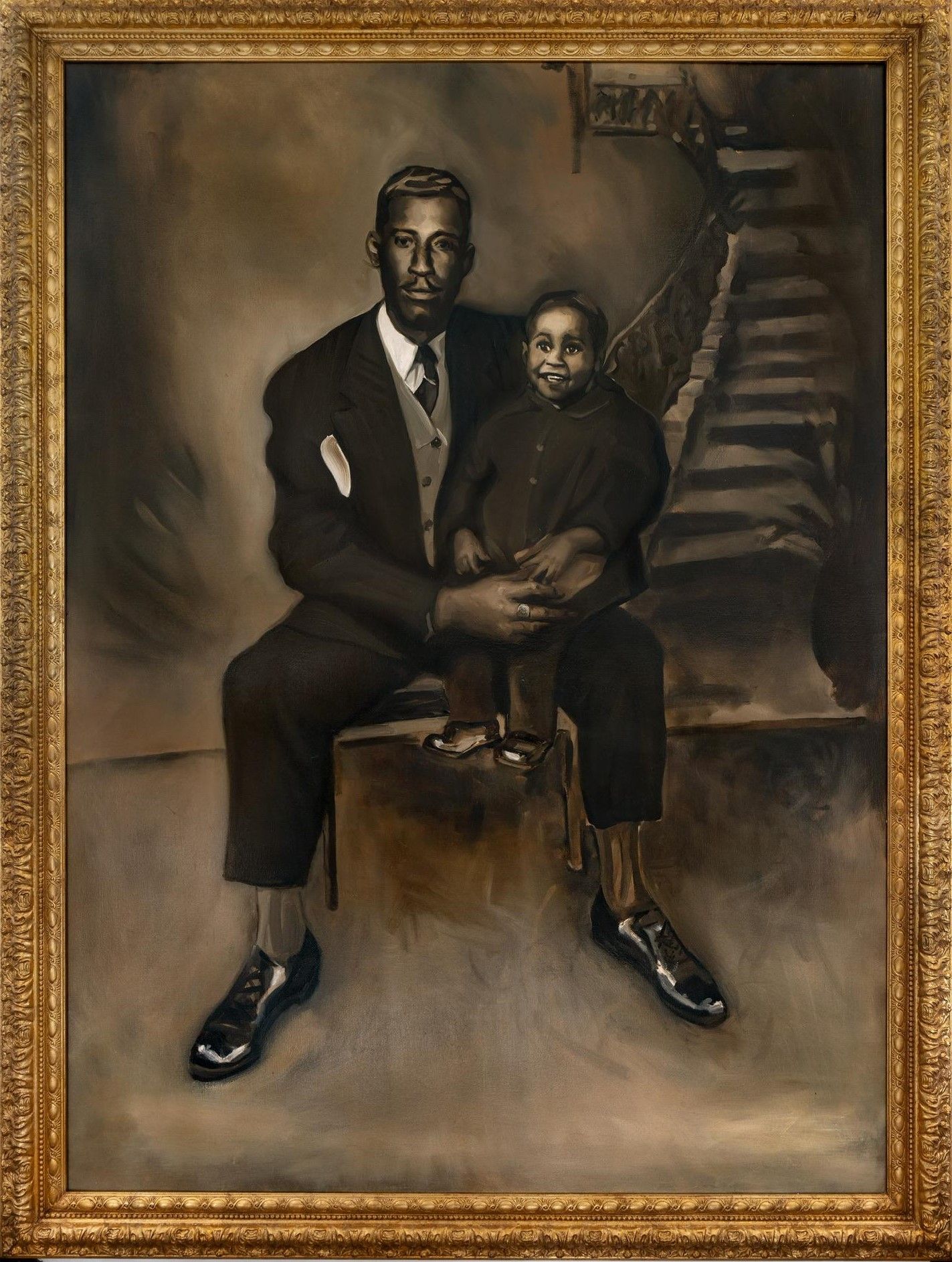 Oil painting: A Postmodern Portrait of Emmett and Louis Till by Thelonious Stokes
