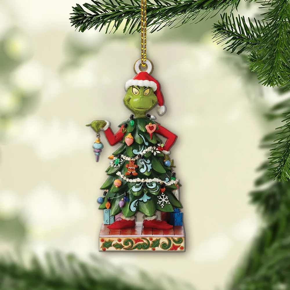 Personalized Grinch Dressed As Tree Christmas Ornament - Image 2