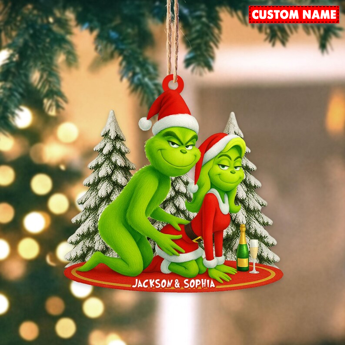 Personalized Funny Green Monster Couple Christmas Ornament 115400 - Image 3