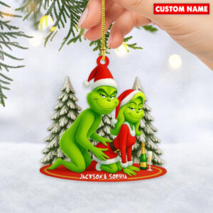 Alternative view of Personalized Funny Green Monster Couple Christmas Ornament 115400