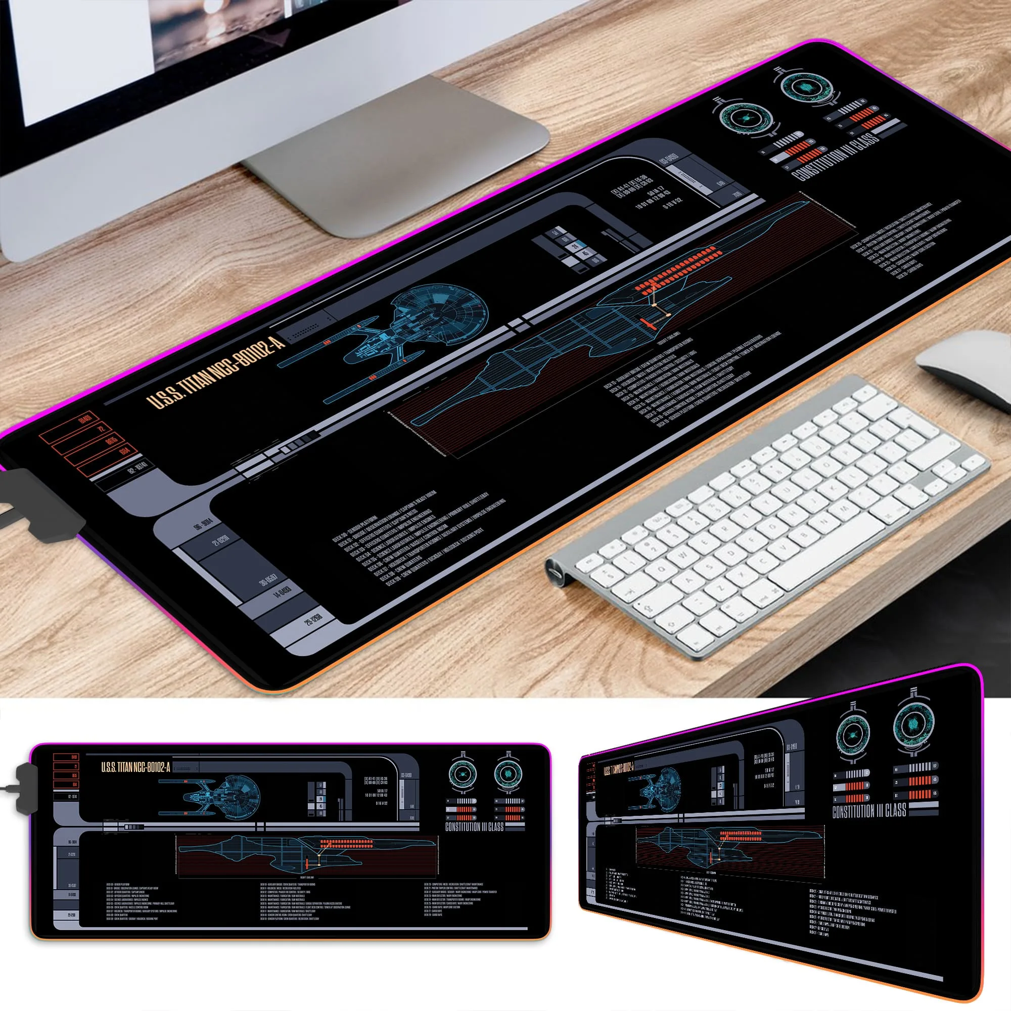Star Trek Neo-Constitution U.S.S. Titan NCC-80102-A/USS Enterprise (NCC-1701-G) LED Desk Mat - Image 3