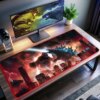 Godzilla in fight red LED Desk Mat